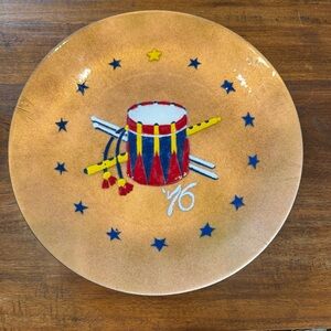 Davidson Signed Enamel On Copper Dish Independence Patriotic 11.5” vintage